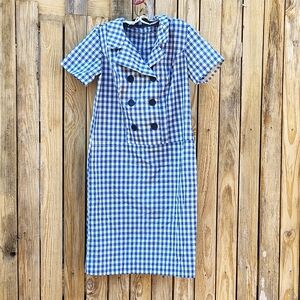 American Vintage Blue and White Gingham High-Low Dress